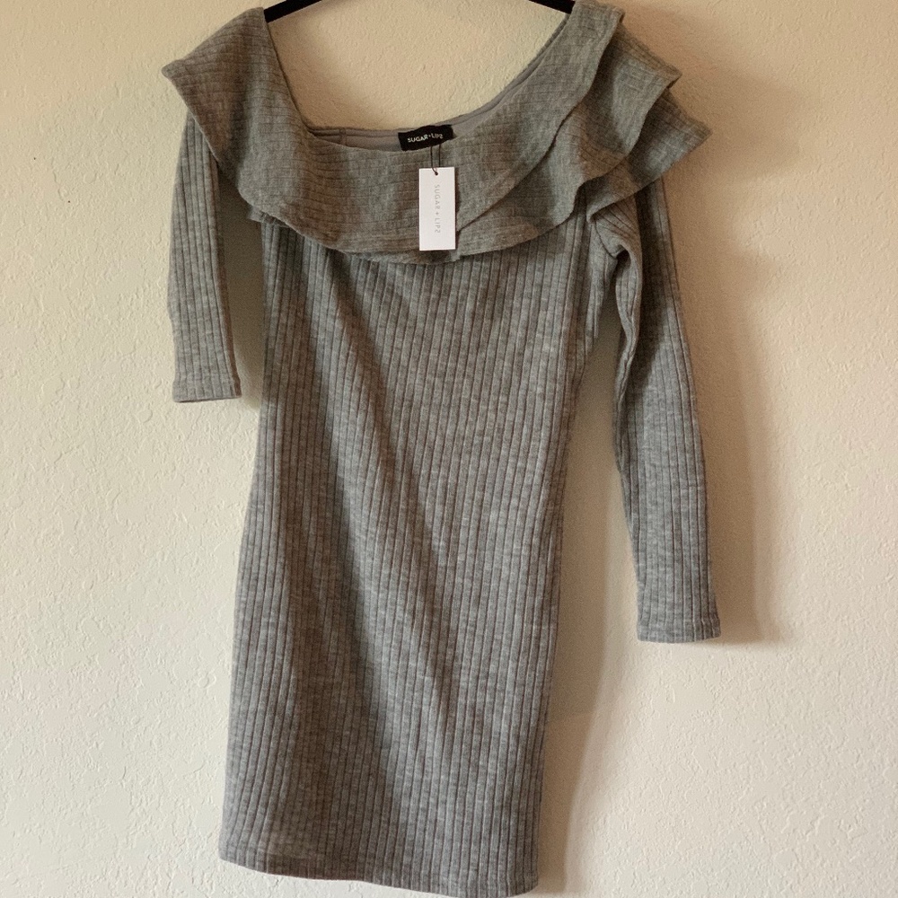 Sugarlips Gray Sweater Dress